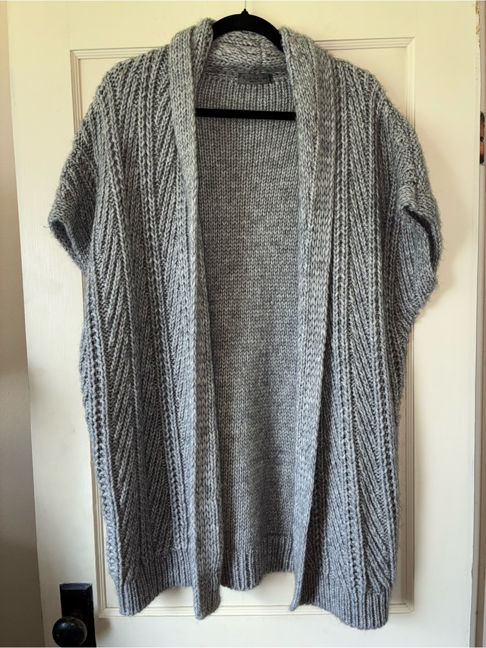 Elsamanda Cardigan Womens M Gray Chunky Short Sleeve Wool Alpaca Sweater Italy